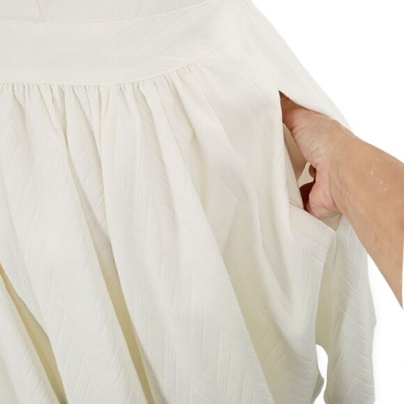 Rachel Zoe Lydia White Textured Cap Sleeve Open Back Pleated A-Line Dress - Picture 9 of 16